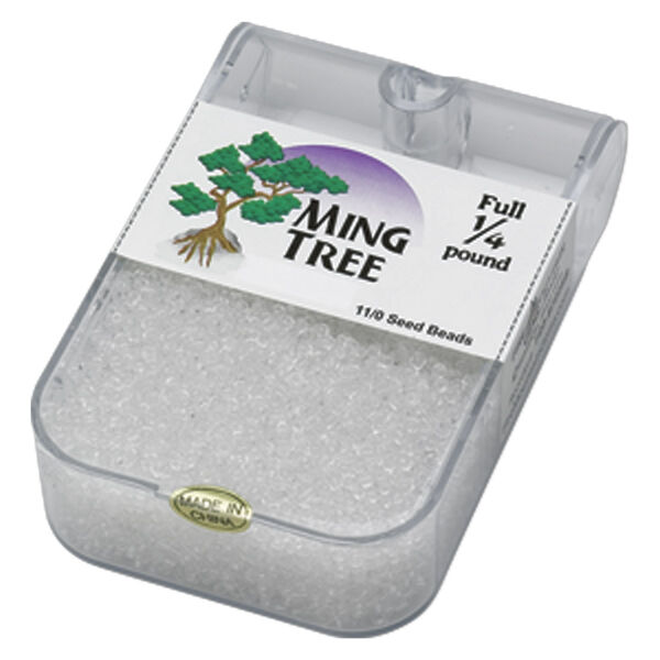 Seed bead, Ming Tree™, glass, pkg/1/4 pound, #11 round, transparent clear. image number 0