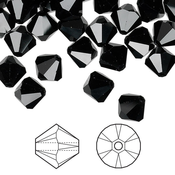 Bead 72pk jet, Crystal Passions® 8mm bicone 5328 image number 0
