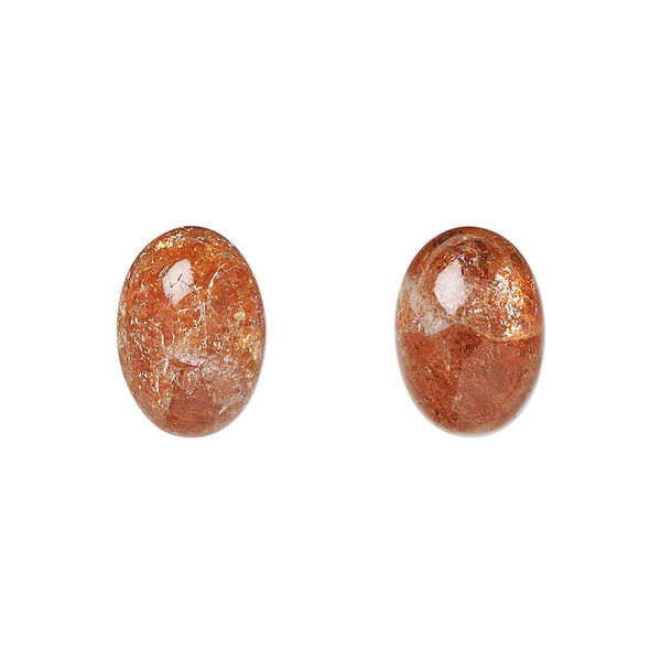 Cabochon, sunstone (natural), golden-orange, 14x10mm hand-cut calibrated oval, B+ grade, Mohs hardness 6 to 6-1/2. Sold individually. image number 0