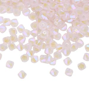 Bead 144pk rose water opal shimmer 2X, Crystal Passions® 4mm bicone 5328
