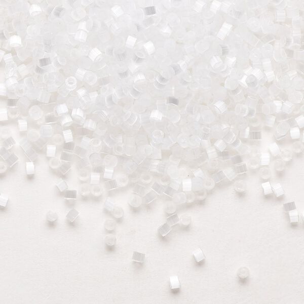Seed bead, Delica®, glass, pkg/7.5g, #11 round, opaque silk satin crystal white (DB-0635). image number 0