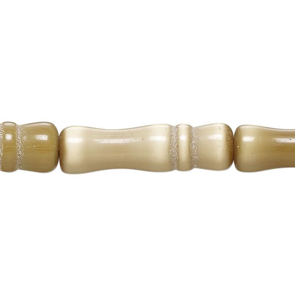 Bead, cat's eye glass (fiber optic glass), sand, 25x5mm-27x7mm bamboo. Sold per 15-inch strand, approximately 15 beads. image number 0