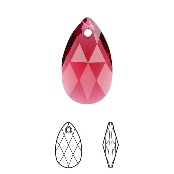 Drop 1pk scarlet, Crystal Passions® 22x13mm pendant pear 6106 image number 0