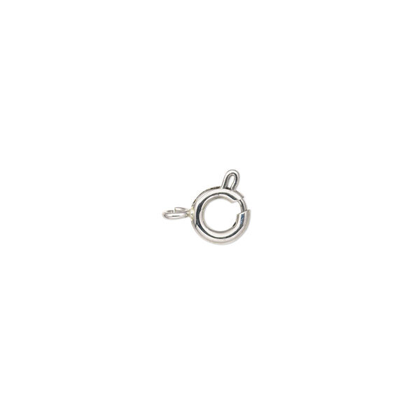 Clasp, springring, stainless steel, 6mm with open loop. Sold per pkg of 4. image number 0