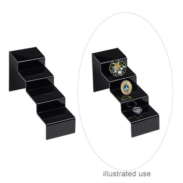Display, acrylic, black, 4 x 2-1/2 x 8-inch curved step ramp. Sold per pkg of 2. image number 0