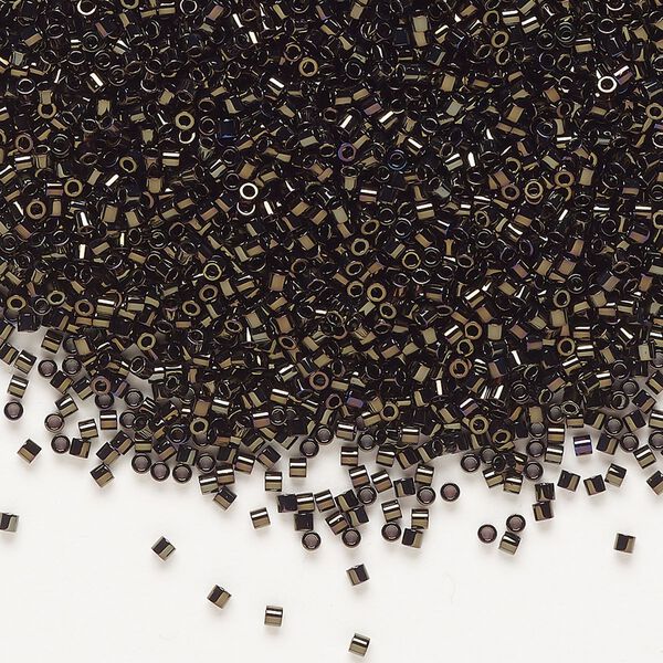 Seed bead, Delica®, glass, pkg/250g, #15 round, opaque metallic iris brown (DBS-0007). image number 0