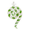 Focal, lampworked glass 1pkg1, translucent and transparent green / white / clear with copper-colored glitter, 3x1.5 inch swirl. image number 1