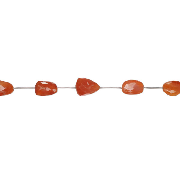 Carnelian 1pkg5, hand-cut faceted nugget bead, medium to large image number 1