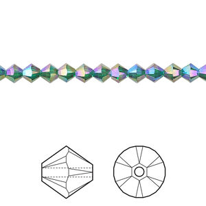 Bead 1pkg1440 majestic green shimmer 2X, Swarovski®, 4mm bicone 5328