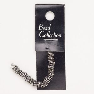 Bead brass 18pk 5x3mm-6x4mm beaded rondelle, antique silver finish