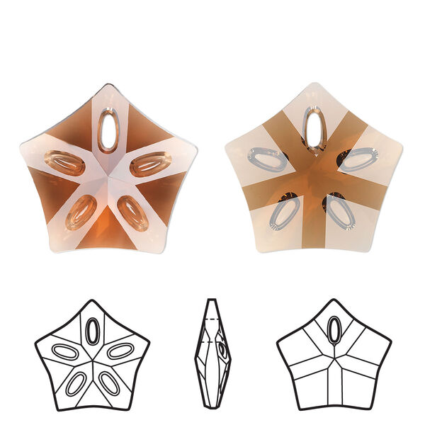 Focal 1pk smoked topaz, Crystal Passions® 32x30mm pendant lotus 6908 image number 0