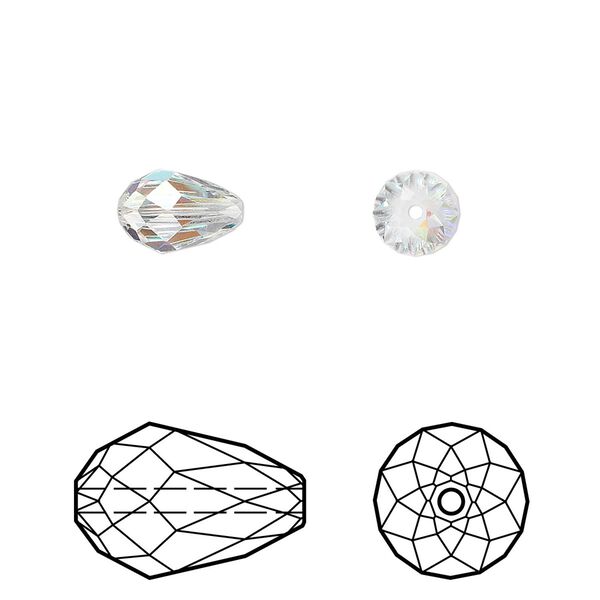 Bead 4pk crystal AB, Crystal Passions® 9x6mm teardrop 5500 image number 0