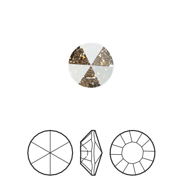 Round stone 1pk crystal golden shadow foil back, Crystal Passions® 12mm vision 1681 image number 0