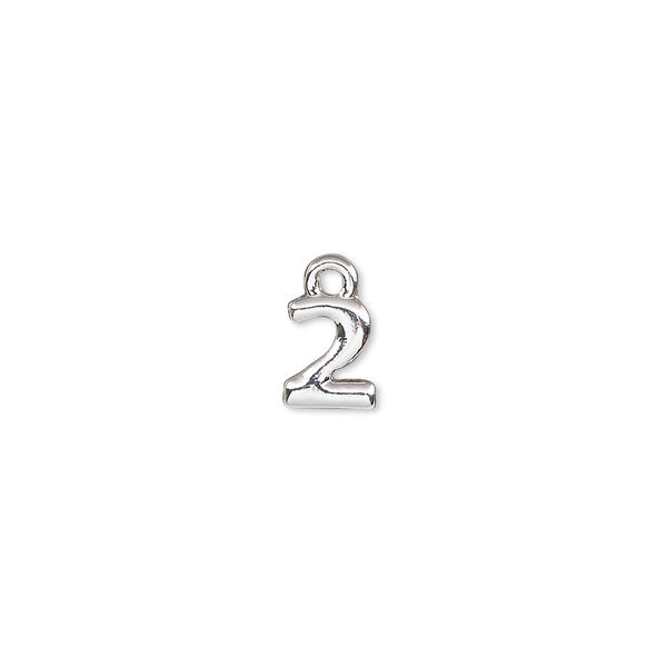 Charm, silver-finished "pewter" (zinc-based alloy), 7.5x6.5mm number 2. Sold per pkg of 2. image number 0