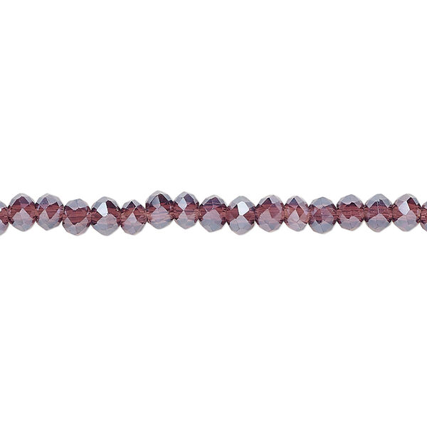 Bead 1pkg1 glass, 4x2mm-4x3mm faceted rondelle, 15 inch translucent luster amethyst image number 0