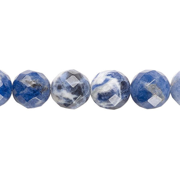 Bead, sodalite (natural), 10mm faceted round, B grade, Mohs hardness 5 to 6. Sold per 15-1/2" to 16" strand. image number 0