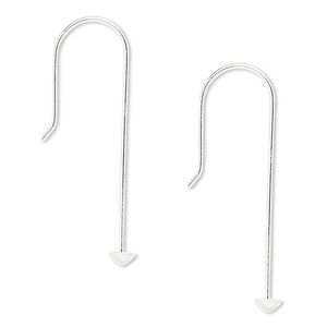 Ear wire fishhook 1pkg20 sterling silver, 34mm / 28mm stack-a-bead head pin shank, 20 gauge 10 pair