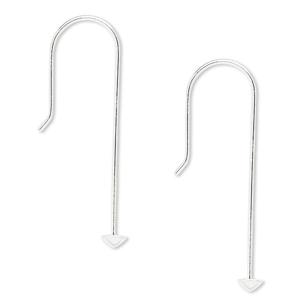 Ear wire fishhook 1pkg20 sterling silver, 34mm / 28mm stack-a-bead head pin shank, 20 gauge 10 pair image number 0