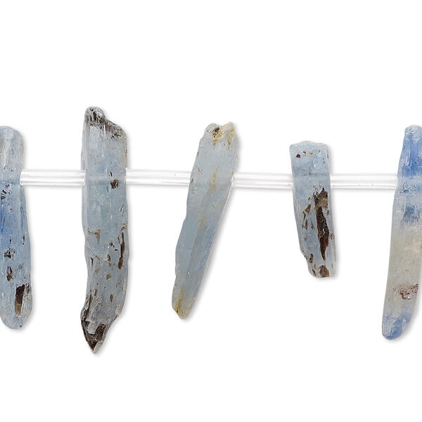 Bead, blue kyanite (natural), 15x3mm-25x7mm hand-cut top-drilled stick, C- grade, Mohs hardness 4 to 7-1/2. Sold per 8-inch strand, approximately 20 beads. image number 0
