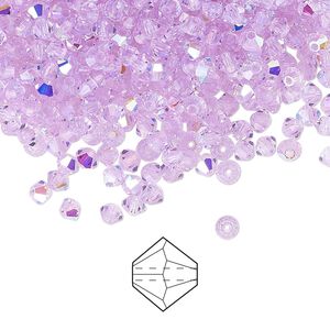 Bead 48pk violet AB, Preciosa Czech crystal 3mm bicone