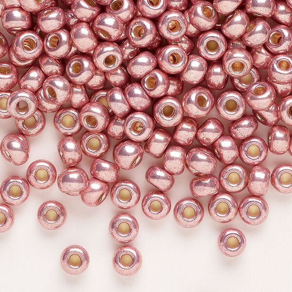 Seed bead, Miyuki 1pkg25g glass, #6 rocaille, Duracoat&reg; opaque galvanized dark coral (RR-4209) image number 0