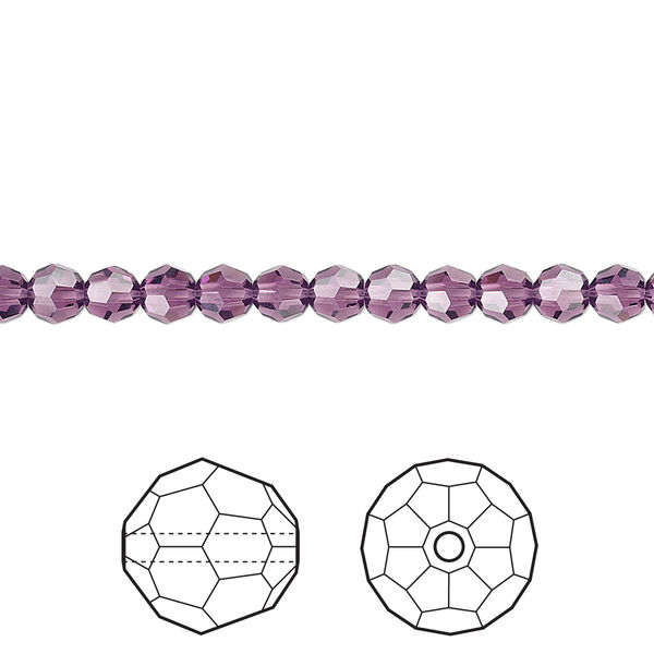 Bead 12pk amethyst, Crystal Passions® 4mm round 5000 image number 0