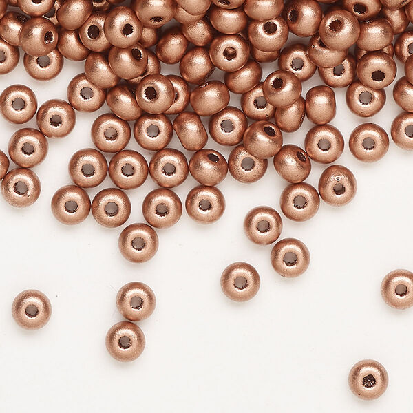Seed bead, Preciosa Ornela, glass, opaque metallic soft copper, #6 rocaille. Sold per 50-gram pkg. image number 0