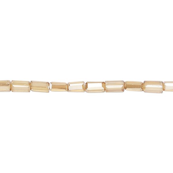 Bead, glass, crystal golden shadow, 5x2.5mm faceted tube. Sold per 15-1/2 to 16-inch strand. image number 0