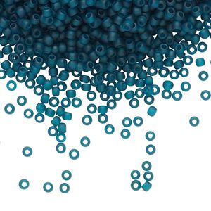 Seed bead, TOHO BEADS®, glass, pkg/7.5g, #11 round, translucent frosted teal (TR-11-7BDF).