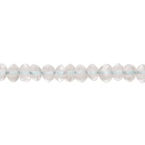 Goshenite 1pkg1, hand-cut tumbled faceted saucer bead natural 14 inch 4x2mm-6x4mm