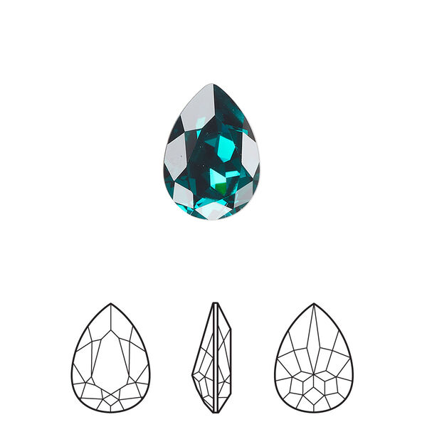 Fancy stone 12pk emerald foil back, Crystal Passions® 14x10mm pear 4320 image number 0