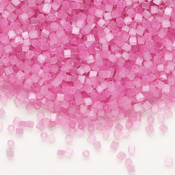 Seed bead, Preciosa Ornela Czech glass, pkg/50g, #11 2-cut hex, translucent solgel dyed satin pink, (05192). image number 0