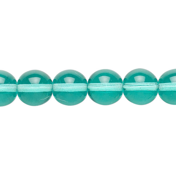 Bead, Czech glass druk, transparent light aqua, 10mm round. Sold per 15-1/2" to 16" strand. image number 0