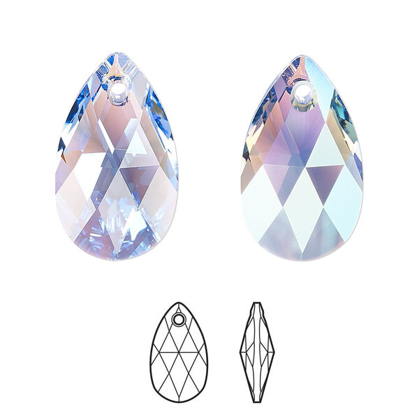 Drop 24pk light sapphire shimmer, Crystal Passions® 22x13mm pendant pear 6106 image number 0