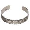 Bracelet cuff 1pkg1 silver-finished brass, black, 12mm wide with feather on outside / "Be mindful" on inside. image number 0
