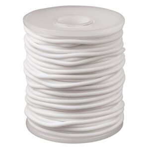 Cord, synthetic rubber, white, 2.5mm round. Sold per pkg of 25 meters (82 feet).