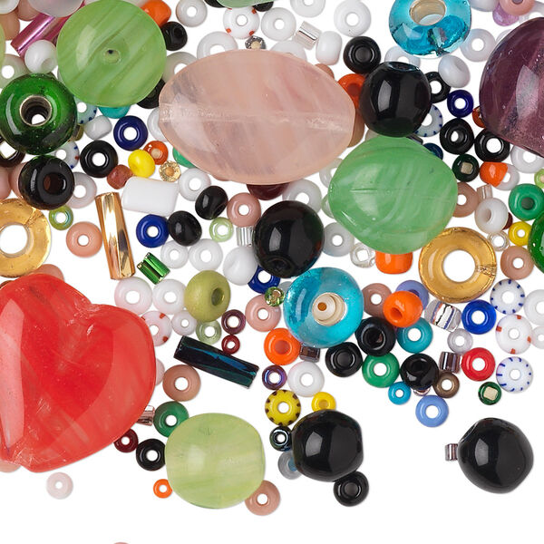 Bead mix, Czech pressed glass, mixed colors, 2-16mm mixed shapes. Sold per 100-gram pkg, approximately 250 beads. image number 0
