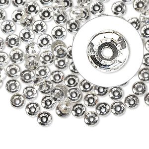 Flat back, Czech glass rhinestone, clear, 4.6-4.8mm round Loch Rosen, SS20. Sold per pkg of 144 (1 gross).