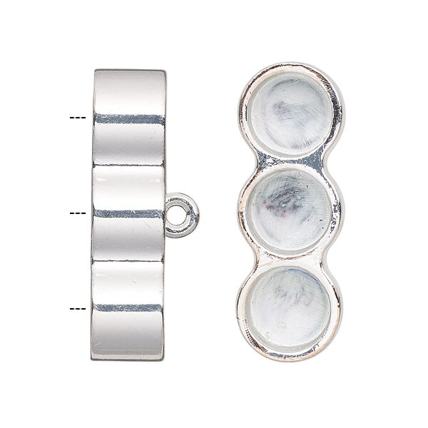 Cord end, glue-in, silver-finished "pewter" (zinc-based alloy), 30x10.5mm 3-strand barrel, 8mm inside diameter. Sold per pkg of 2. image number 0