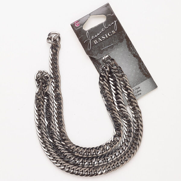 Chain, steel, pkg/22 inches, 6.9mm curb, gunmetal finish. image number 0