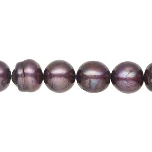 Pearl 1pkg1, cultured freshwater, semi-round C grade, 15 inch 8-11mm dyed blackberry