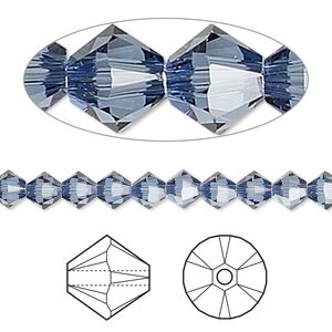 Bead 720pk denim blue, Swarovski® 5mm XILION bicone 5328