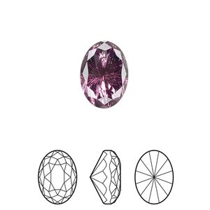 Fancy stone 1pk amethyst foil back, Crystal Passions® 14x10mm magical oval 4160