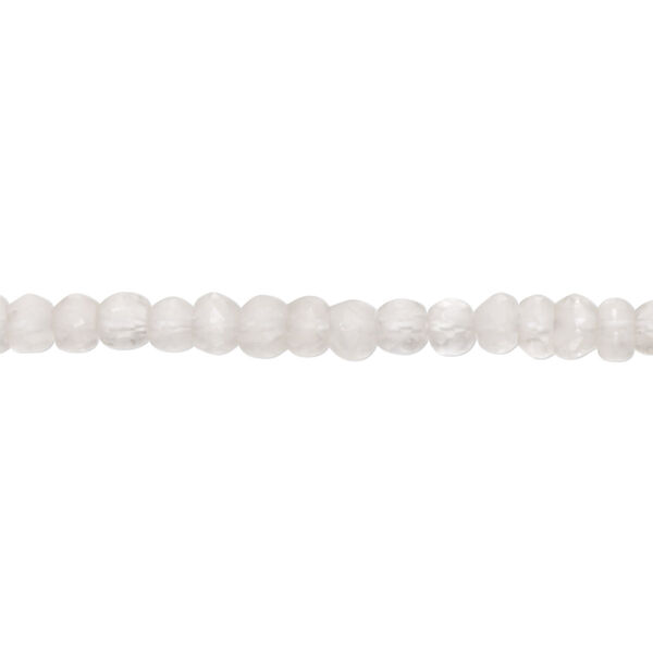 Bead, quartz crystal (natural), matte, 4x2mm-5x4mm hand-cut faceted rondelle with 0.4-1.4mm hole, B grade, Mohs hardness 7. Sold per 10-inch strand, approximately 90 beads. image number 0