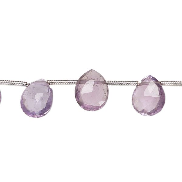 Amethyst 1pkg15, hand-cut top-drilled faceted puffed teardrop bead natural 8x7mm-11x8mm image number 0