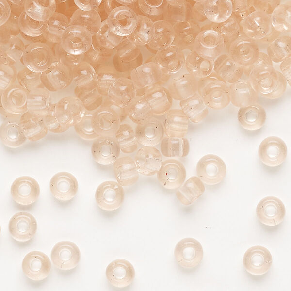 Seed bead, Miyuki, glass, pkg/250g, #6 rocaille, transparent pink mist (RR-155). image number 0