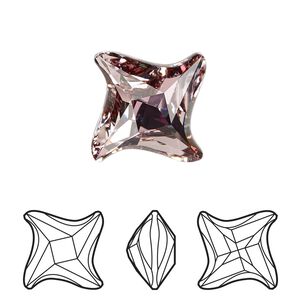 Fancy stone 1pk crystal antique pink foil back, Crystal Passions® 17mm twister 4485