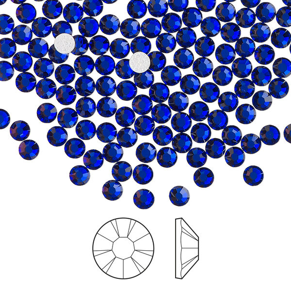 Flat back 144pk cobalt blue foil back, Preciosa MAXIMA Czech crystal hotfix rhinestone 3-3.2mm chaton rose round SS12 image number 0