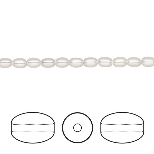 Pearl 500pk white, Swarovski® 4x3mm rice 5824 image number 0