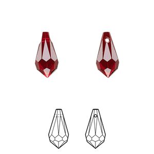 Drop 4pk Siam, Crystal Passions® 13x6.5mm pendant teardrop 6000